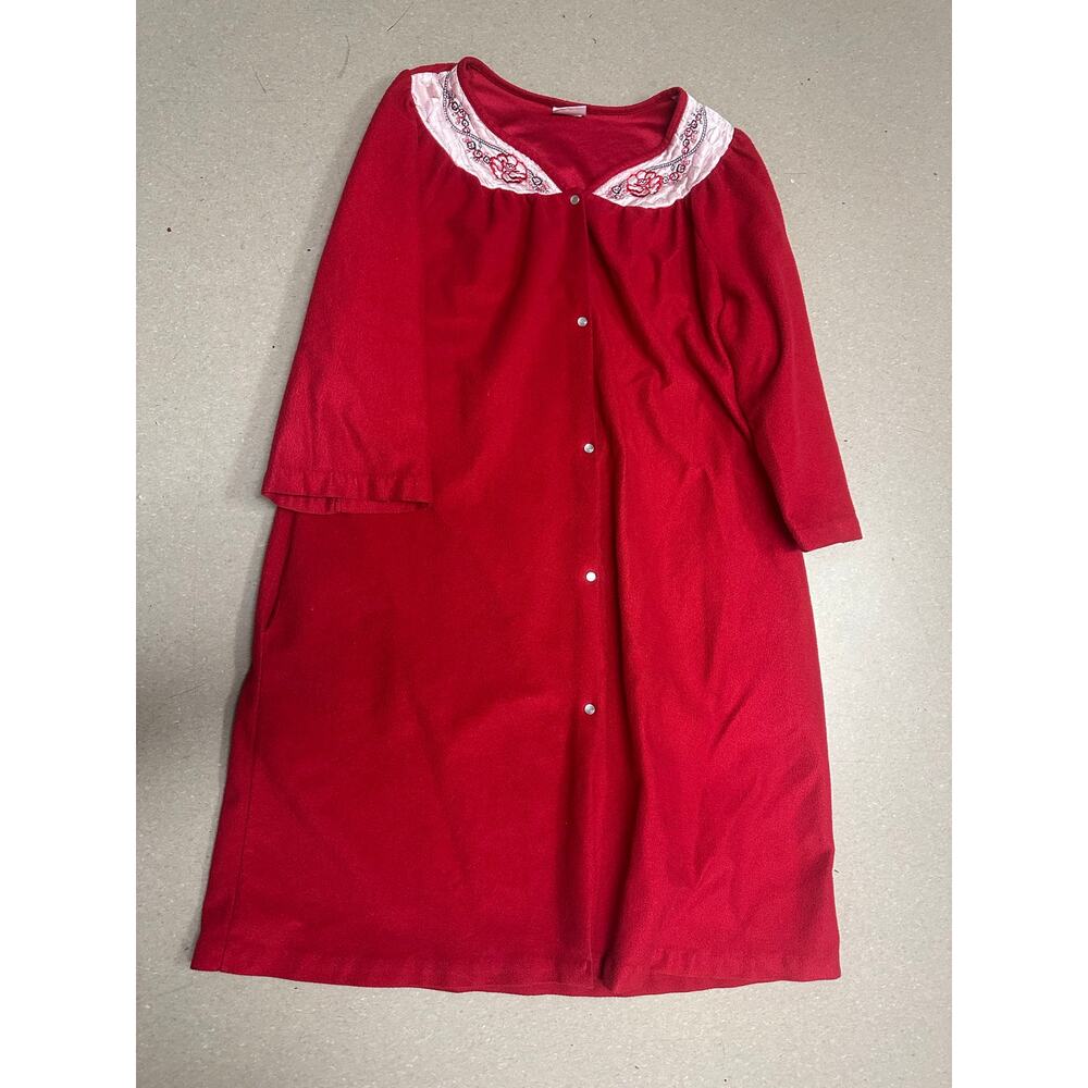 Red, Button Up, Plush Robe Simply Basic, Featurin… - image 5